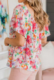 Floral Square Neck Ruffle Sleeve Blouse - Trendsi - Flyclothing LLC