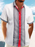 Men's Full Size Contrast Button Down Short Sleeve Shirt Plus Size - Trendsi - Flyclothing LLC