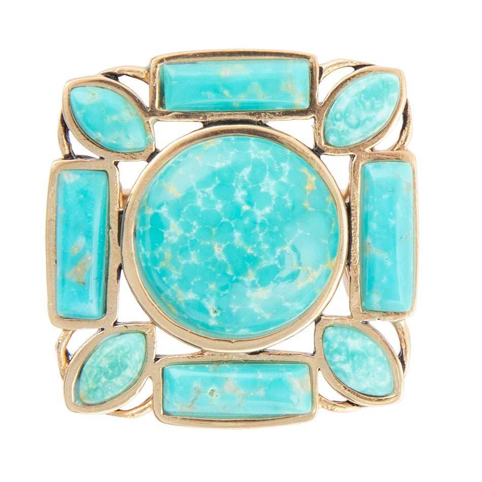 Deco Green Turquoise Golden Statement Ring - Barse Jewelry - Flyclothing LLC