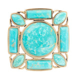 Deco Green Turquoise Golden Statement Ring - Barse Jewelry - Flyclothing LLC