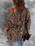 Fuzzy Leopard Long Sleeve Hooded Jacket - Trendsi - Flyclothing LLC