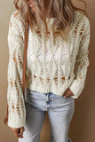 Cutout Round Neck Long Sleeve Knit Cover Up - Trendsi - Flyclothing LLC