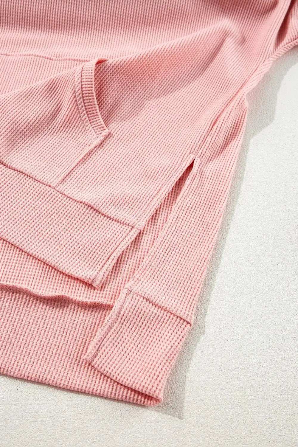 Waffle-Knit Long Sleeve Hoodie - Trendsi - Flyclothing LLC