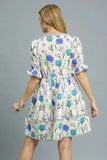 Umgee BabyDoll Floral Striped Hem Mini Dress - Trendsi - Flyclothing LLC