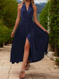 Slit Halter Neck Dress - Trendsi - Flyclothing LLC