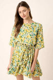 Mittoshop Floral Tie Waist Half Sleeve Mini Dress - Trendsi - Flyclothing LLC