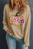 Pumpkin & Flower Graphic Long Sleeve Sweatshirt - Trendsi - Flyclothing LLC