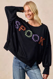 BiBi Spook Plaid Letter Print Oversized Sweatshirt - Trendsi - Flyclothing LLC