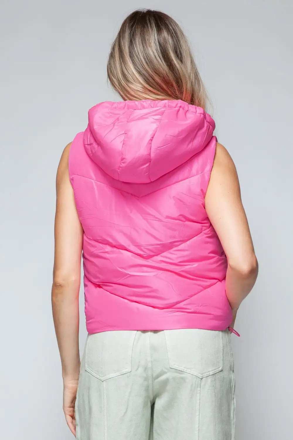 Snobbish Zip Up Quilted Hooded Vest - Trendsi - Flyclothing LLC