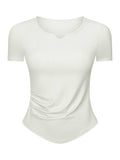 Notched Short Sleeve Active T-Shirt - Trendsi - Flyclothing LLC