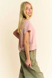 Davi & Dani Breezy Knit Fabric Short Sleeve T-shirt Top - Trendsi - Flyclothing LLC