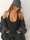 Ribbed V-Neck Halter Tank Top - Trendsi - Flyclothing LLC