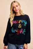 BiBi Tinsel Lettering Christmas Sweater - Trendsi - Flyclothing LLC