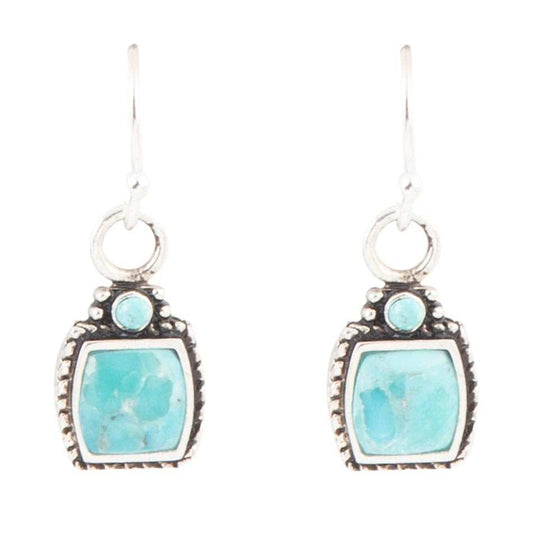 Delicately Detailed Blue Turquoise and Sterling Silver Earrings - Barse Jewelry - Flyclothing LLC