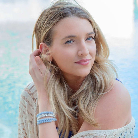 Denim Blue Angelite Silver Bracelet Set - Barse Jewelry - Flyclothing LLC