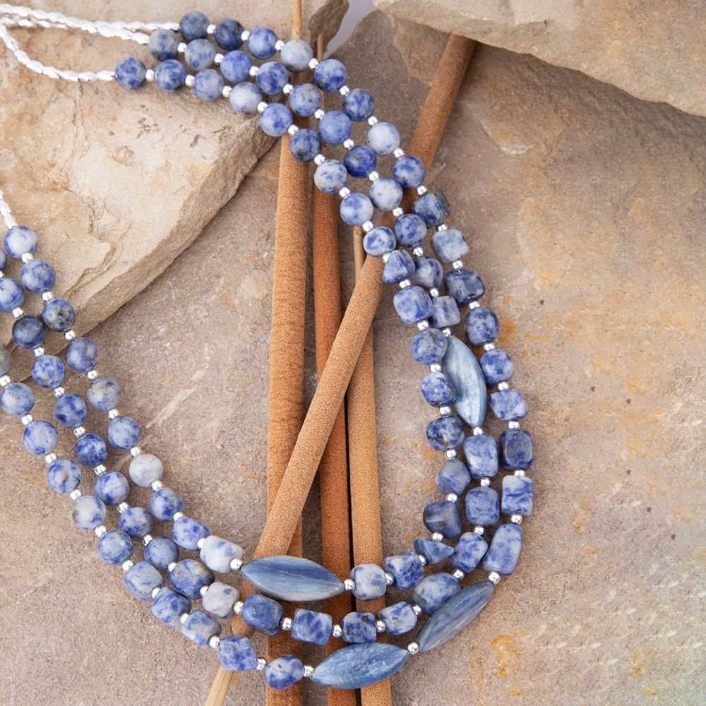 Denim Kyanite Blue Lapis Sterling Silver Strand Necklace - Barse Jewelry - Flyclothing LLC