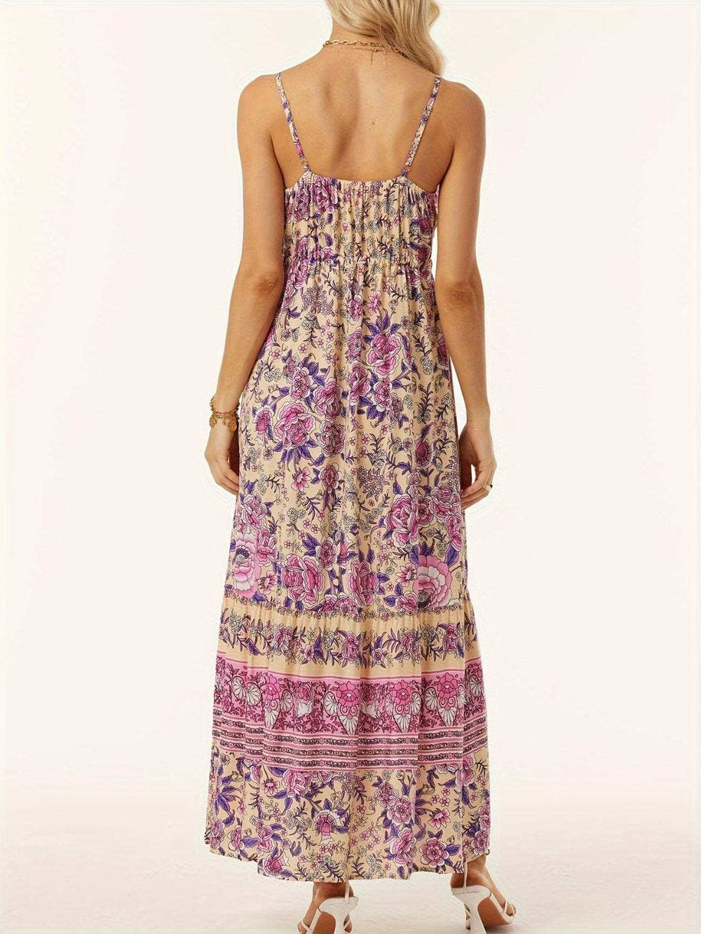 Printed Scoop Neck Midi Cami Dress - Trendsi - Flyclothing LLC