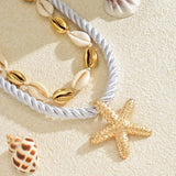 2-Piece Beaded Shell Starfish Rope Necklace - Trendsi - Flyclothing LLC