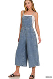 Zenana Denim Medium Washed Wide Leg Overalls - Trendsi - Flyclothing LLC