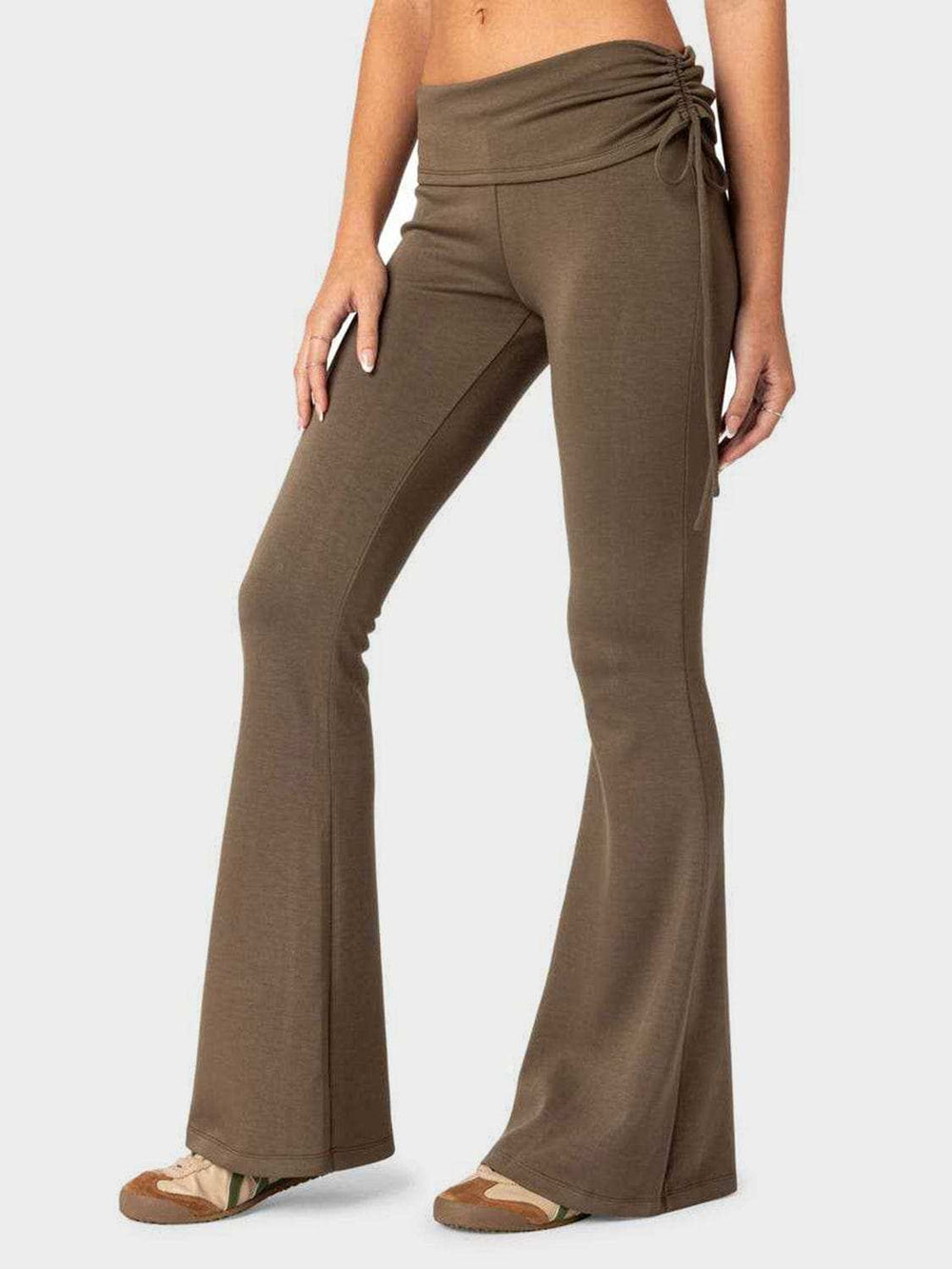 Drawstring Ruched Flare Pants - Trendsi - Flyclothing LLC