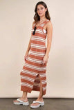 VERY J Stripe Knit Casual Sweater Midi Dress - Trendsi - Flyclothing LLC