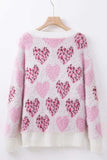 Pearl Detail Heart Round Neck Sweater - Trendsi - Flyclothing LLC