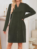 Casual Ribbed Knit Long Sleeve Dress - Trendsi - Flyclothing LLC