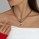 2 Piece Christmas Themed Pendant Necklace - Trendsi - Flyclothing LLC