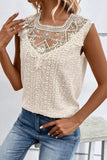 Lace Detail Eyelet Tank - Trendsi - Flyclothing LLC