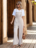 Tied Wide Leg Overalls with Pockets - Trendsi - Flyclothing LLC