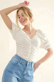 And The Why Buttery Soft Ruched Detailed Jersey Bodysuit - Trendsi - Flyclothing LLC