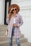 Plaid Collared Neck Long Sleeve Shirt - Trendsi - Flyclothing LLC