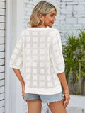 Openwork Round Neck Knit Top - Trendsi - Flyclothing LLC