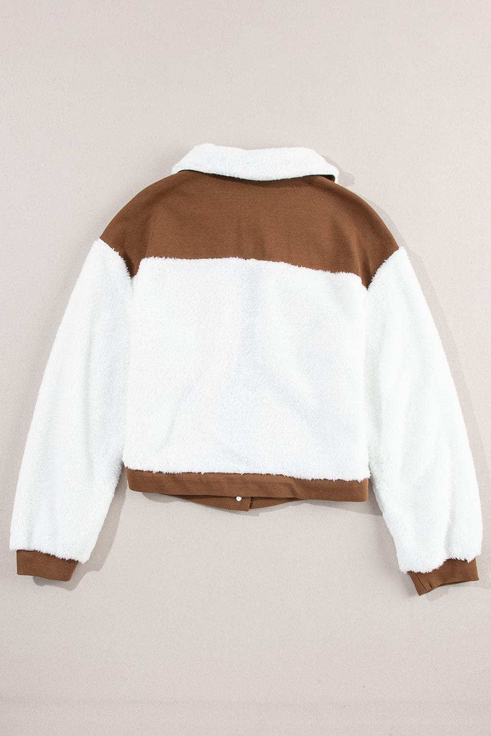 Corduroy Contrast Patchwork Fuzzy Jacket - Trendsi - Flyclothing LLC