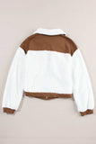 Corduroy Contrast Patchwork Fuzzy Jacket - Trendsi - Flyclothing LLC