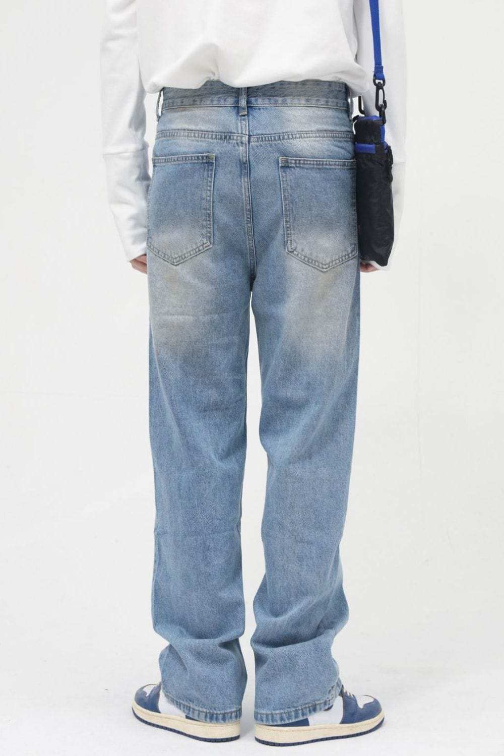 Washed Mid Rise Jeans with Pockets - Trendsi - Flyclothing LLC