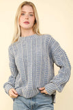 VERY J Two Tone Long Sleeve Sweater - Trendsi - Flyclothing LLC