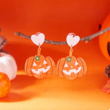 Halloween Pumpkin Heart Drop Earrings - Trendsi - Flyclothing LLC