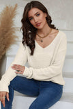 V-Neck Drop Shoulder Sweater - Trendsi - Flyclothing LLC