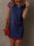 Round Neck Cap Sleeve Mini Dress - Trendsi - Flyclothing LLC