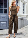 Plaid Sleeveless Top and Pants Set - Trendsi - Flyclothing LLC