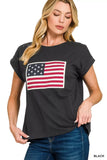 Zenana Full Size US Flag Round Neck Short Sleeve T-Shirt Plus Size - Trendsi - Flyclothing LLC
