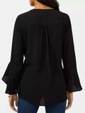 V-Neck Flounce Sleeve Blouse - Trendsi - Flyclothing LLC