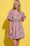 And The Why Full Size Floral Surplice Puff Sleeve Dress - Trendsi - Flyclothing LLC