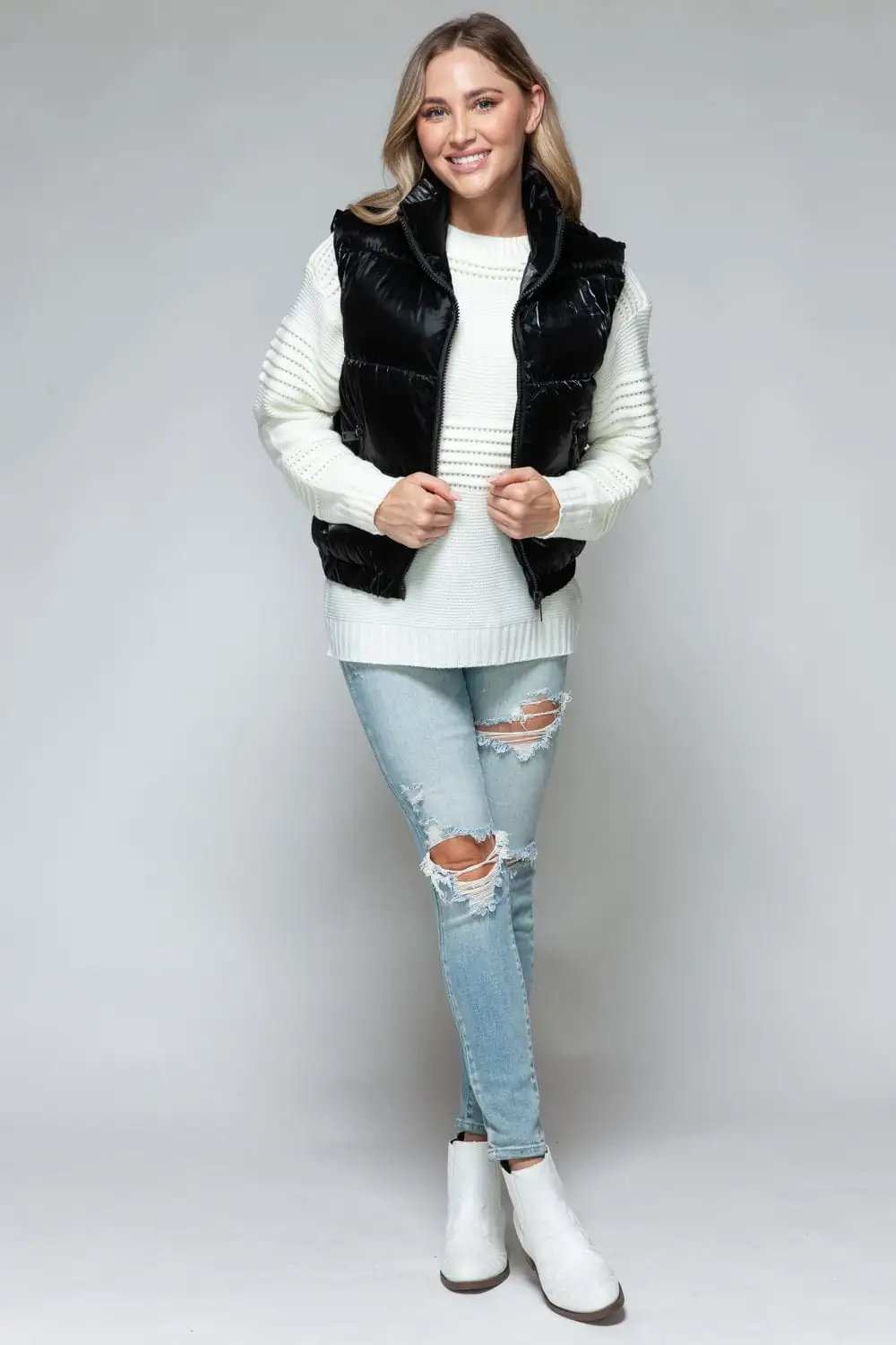 Snobbish Fine Fur Lining Quilted Vest - Trendsi - Flyclothing LLC