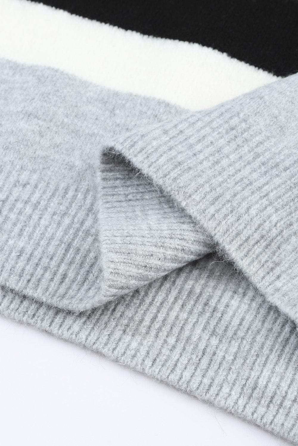 Color Block Round Neck Dropped Shoulder Sweater - Trendsi - Flyclothing LLC