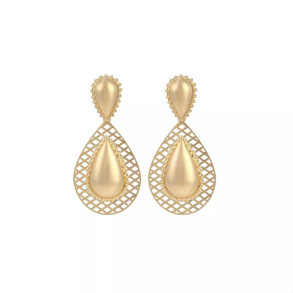 Hollowed-Out Teardrop Statement Earrings - Trendsi - Flyclothing LLC