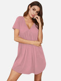 V-Neck Short Sleeve Lounge Dress - Trendsi - Flyclothing LLC