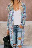 Printed Open Front Longline Cardigan - Trendsi - Flyclothing LLC