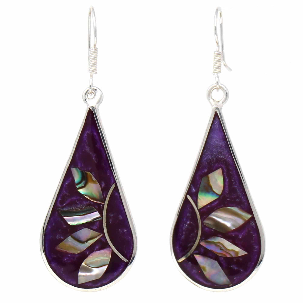 Fuschia with Abalone Petals Teardrop Earrings - Artisana - Flyclothing LLC